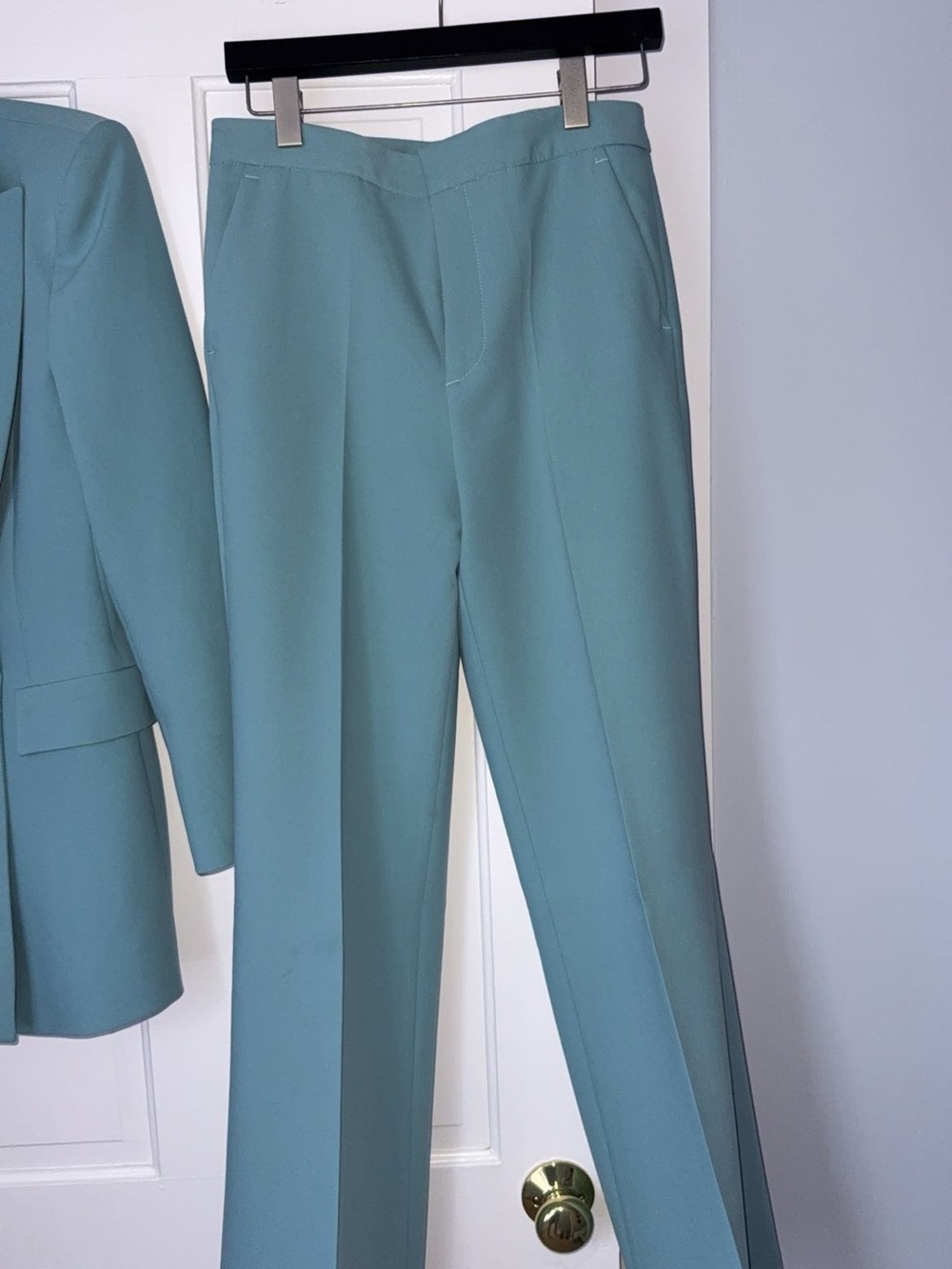 Zara Seafoam Straight-Leg Tailored Trousers